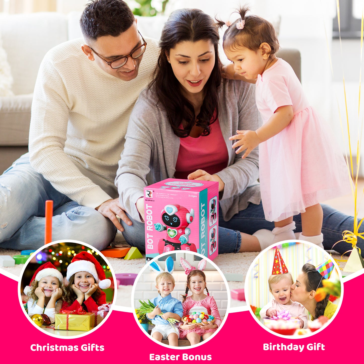 Robot Toy for Boys Girls,Smart Electronic Walking Dancing Robot Toys with Flashing Lights and Music,Toddler Toys for Birthday Christmas Gift for 3+ Boys Girls,Pink