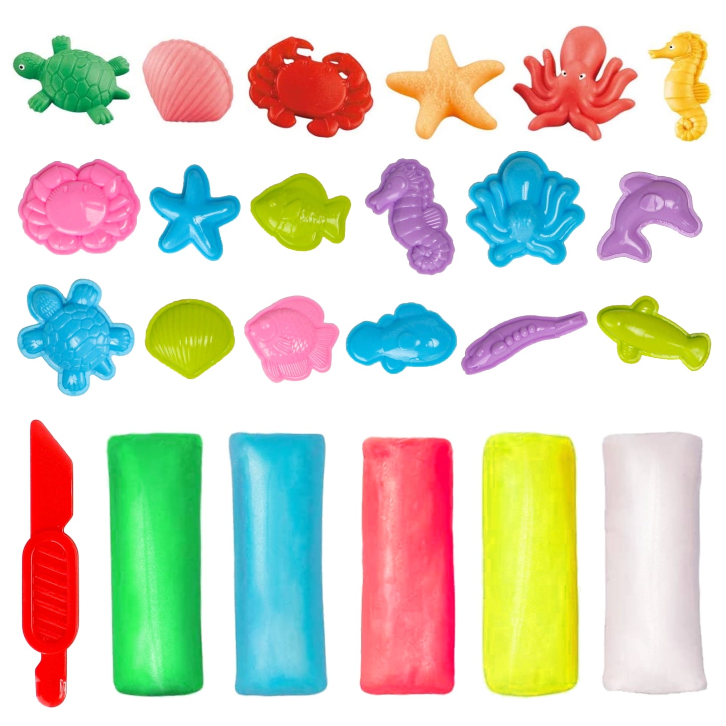Color Clay Dough Ocean Animals Modeling Kit, Multi-color Play Dough Set, STEM Arts Crafts Toy Gift for Kids Age 3+