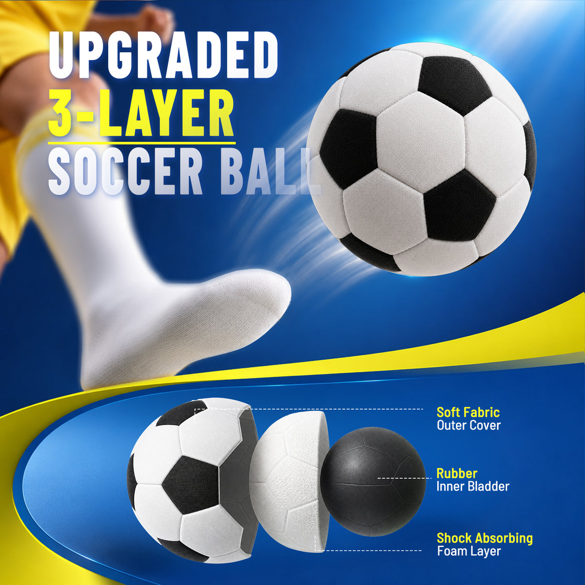 Electronic Scoring Soccer Games For Kids Ages 3-12, Indoor Soccer Toy Game 丨 Upgraded Indoor Soccer Ball and Challenge Scoring System, 2 Soccer Game Modes, Birthday Gifts for 3-12 Year Old Boys Girls