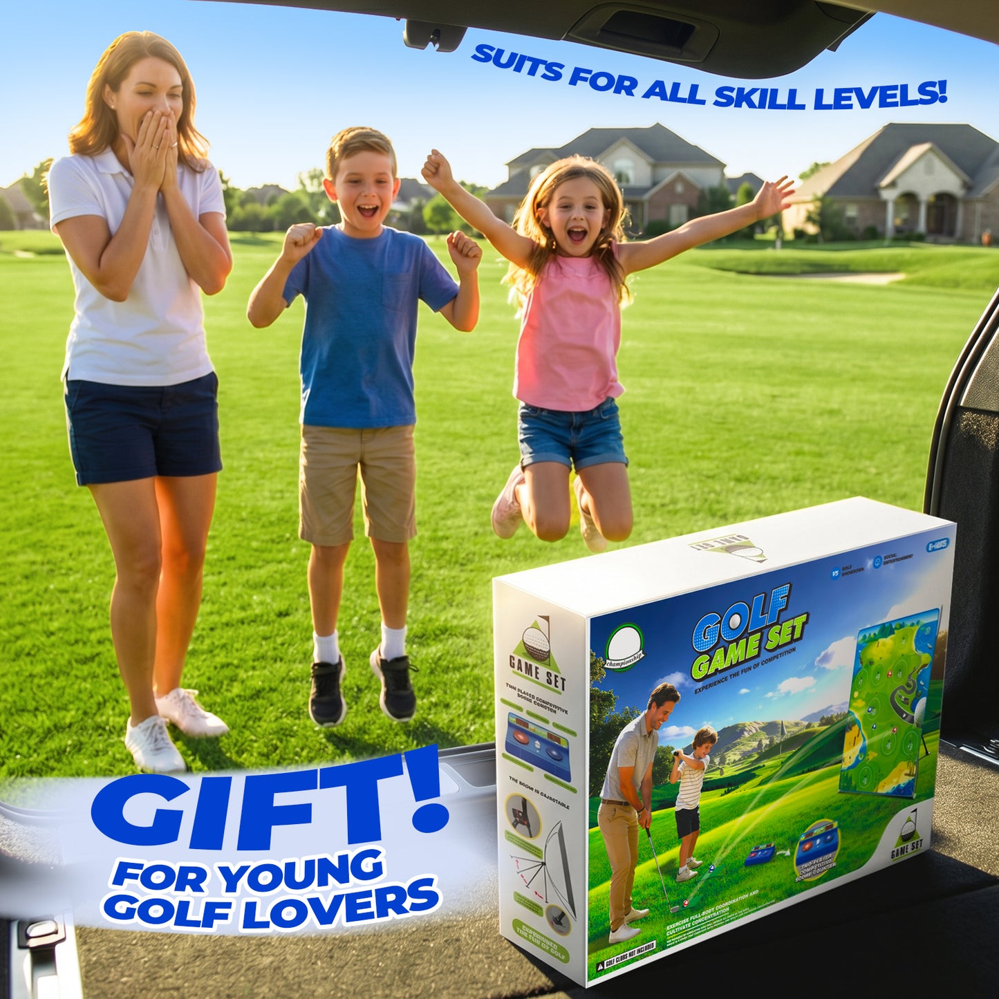 HopeRock Electronic Scoring Golf Chipping Game Set - 60" Target Mat with 4-Level Adjustable Stand & Sticky Balls, 2 Game Modes, Indoor Outdoor Backyard Yard Games for Adults & Family, Kids Golf Gifts