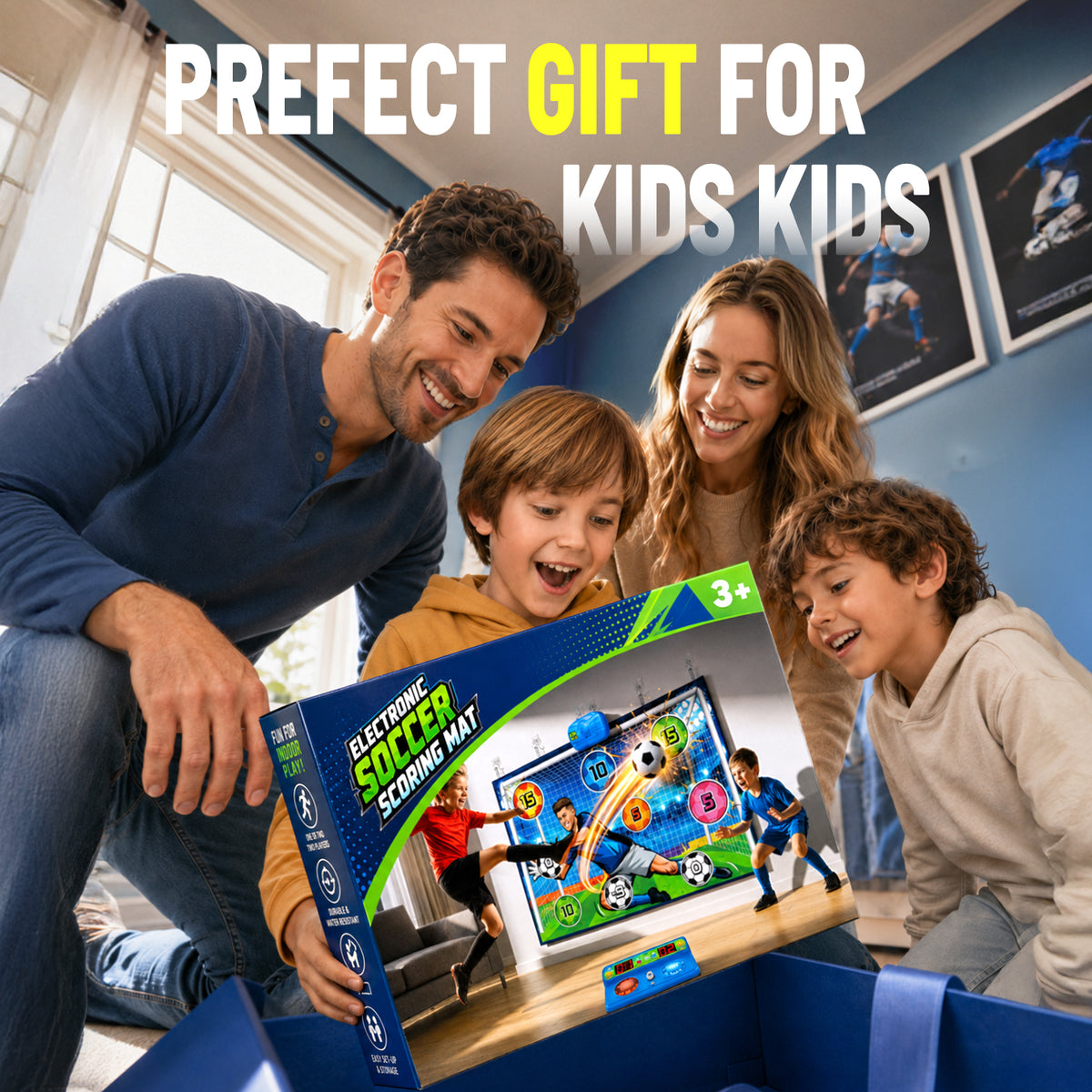 Electronic Scoring Soccer Games For Kids Ages 3-12, Indoor Soccer Toy Game 丨 Upgraded Indoor Soccer Ball and Challenge Scoring System, 2 Soccer Game Modes, Birthday Gifts for 3-12 Year Old Boys Girls