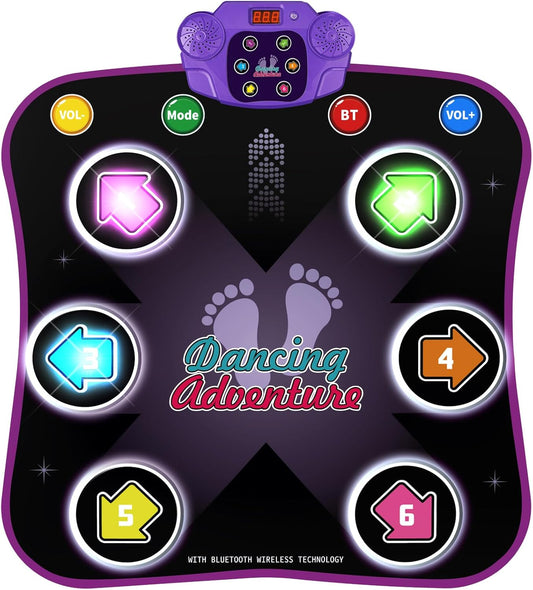 Dance Mat,Light Up Dance Pad with Wireless Bluetooth Music Dance Game Mat Gift for Girls & Boys Ages 3-6 Years Old