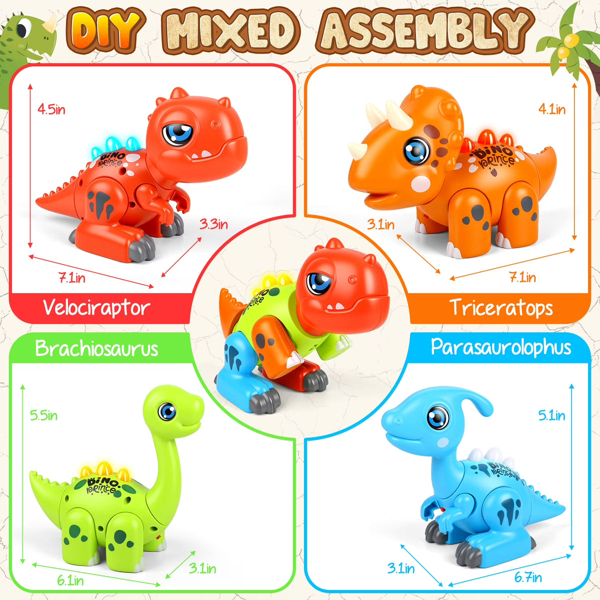 Dinosaur Toys for Kids, Boy Toys Ages 3 4 5 6 7 Years Old, T-Rex Toys with Sound & LED Light, Magnetic Dinosaur Building Toys, Christmas Birthday Gift for Toddler Boys.