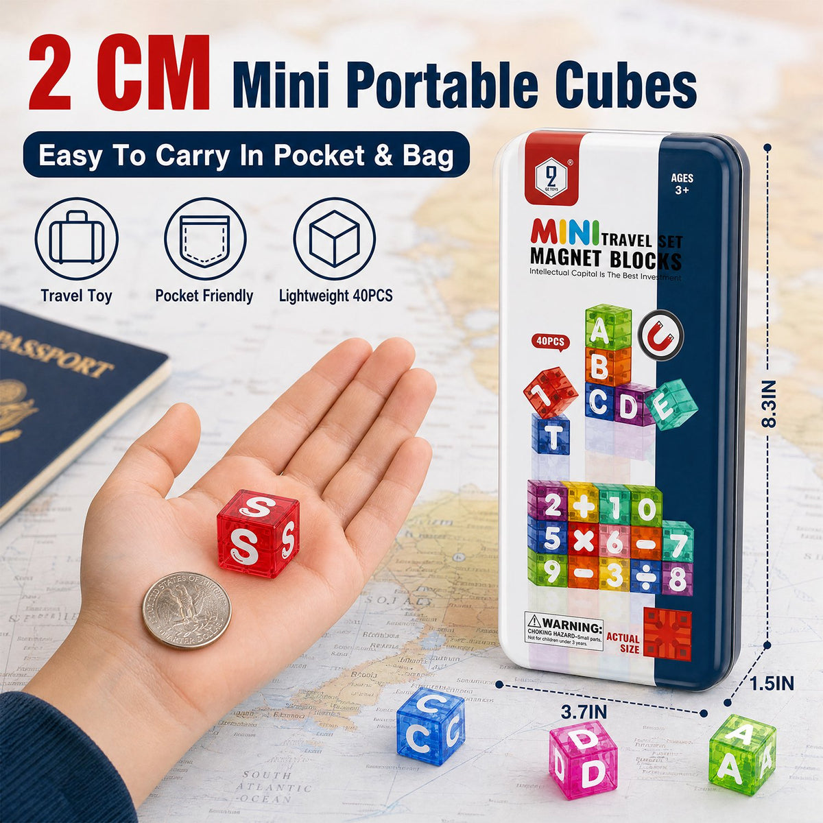 Magnetic ABC Blocks Toys, 40PCS Numbers and Letters STEM Toys for Kids 3-8, Montessori Learning Toys for Kids Ages 3+ Birthday Gift.