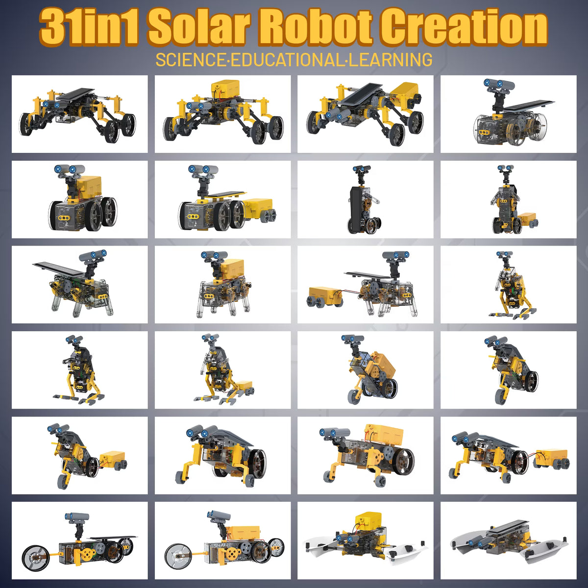 31-in-1 Solar Robots Kit STEM Toys for Kids, Science Kit for Kids, Beginner Building Toys for Boys 8 to 12, Christmas Birthday Gifts.