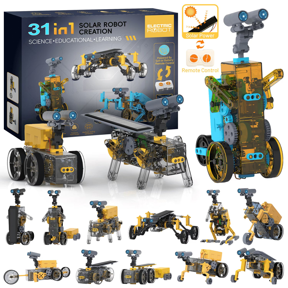 31-in-1 Solar Robots Kit STEM Toys for Kids, Science Kit for Kids, Beginner Building Toys for Boys 8 to 12, Christmas Birthday Gifts.