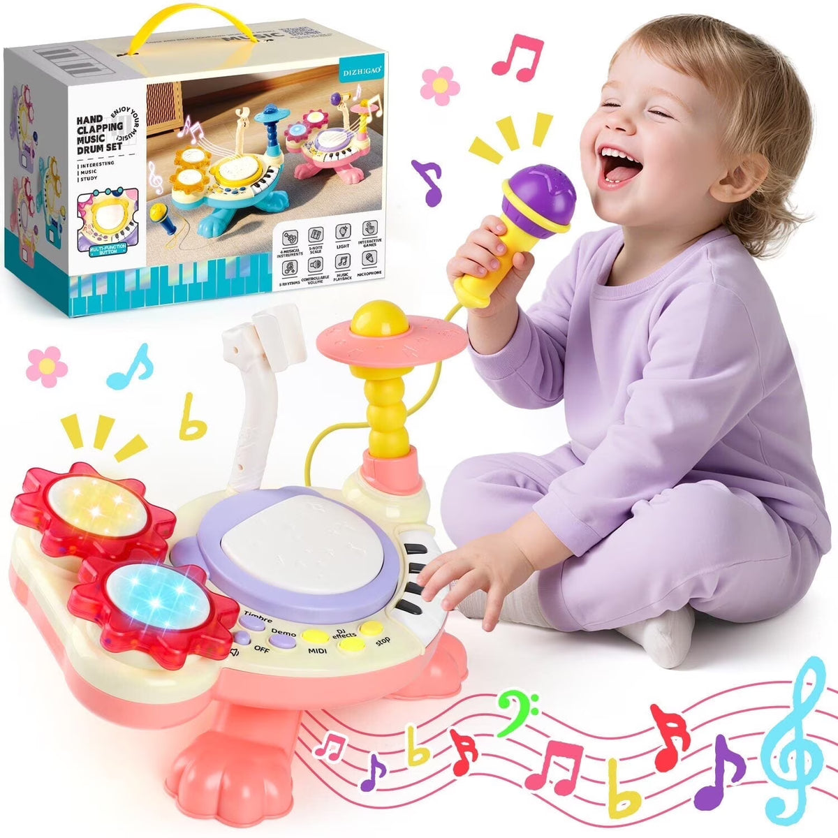 Baby Toys, Toddler Drum Set for Ages 1 2 3 4, Baby Drum Toys for Ages 2-4 Years Old,with Light up and Music Instruments Birthday Gift for Toddlers.