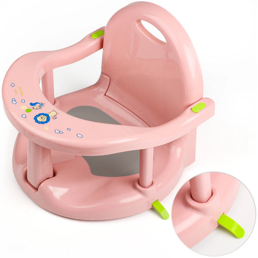 Bath Seat/Chair with Non-Slip Mat Pink, Bath Tub Chair with Suction Cups, Gift for Toddlers 6 9 12 18 Months.