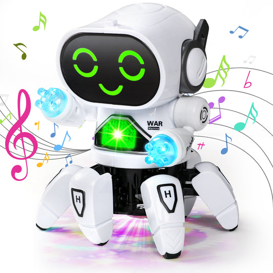 Robot Toys for Kids, Smart Electronic Robot Walking Dancing for Todller with Lights/Music, Birthday Christmas Gift for Ages 3 and up Boys and Girls, White