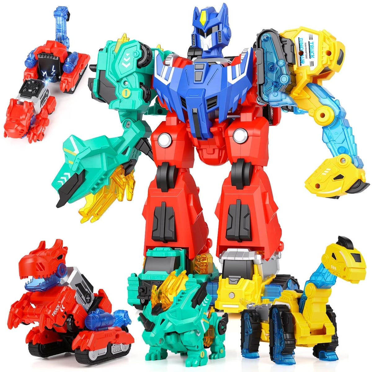 Dinosaur Transforming Robot Toys for Kids, 6-in-1 Magnetic Dinosaur Car, Toys for Boys Ages 3 4 5 6 7 8 Years Old, with T-Rex Christmas Birthday Gift for Toddlers.