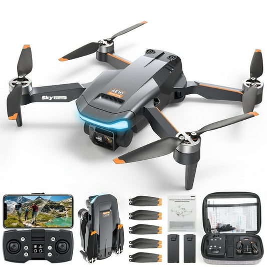 GPS Drones with Camera 8K for Adults, Foldable RC Quadcopter for Beginners with Auto Return Home, Dual-Camera FPV , Brushless Motor, 2 Batteries, Black