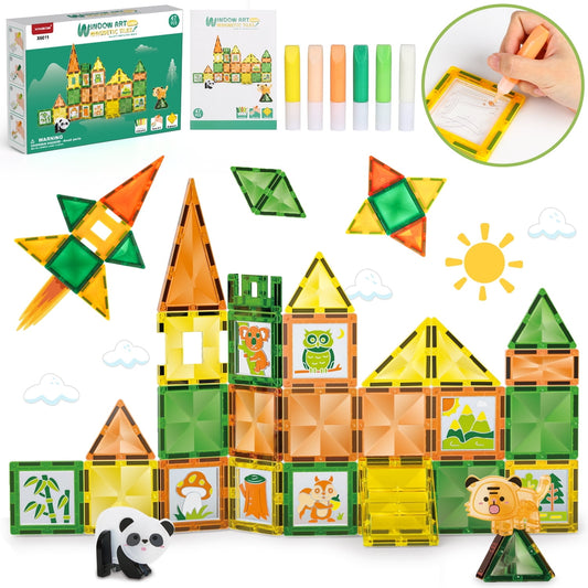 Magnetic Tiles for Kids, 47PCS 3D Magnet Building Blocks Toys, STEM Educational Magnet Tiles for Kids Ages 4-8, Birthday Christmas Gifts for Boys Girls