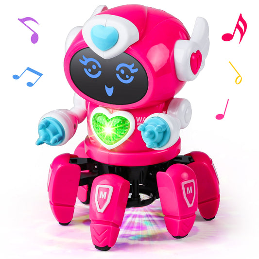 Robot Toy for Boys Girls,Smart Electronic Walking Dancing Robot Toys with Flashing Lights and Music,Toddler Toys for Birthday Christmas Gift for 3+ Boys Girls,Pink