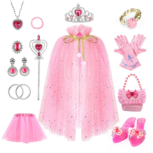 HopeRock Princess Dresses for Girls, Princess Dress Up Clothes Cape Skirt Toys for 2-6 Year Old Girl, Birthday Gift Idea