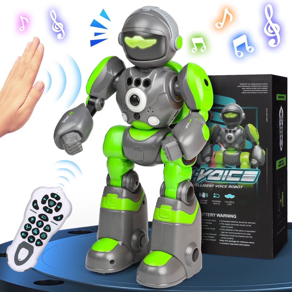 RC Robot Toys for Kids, Gesture & Sensing Programmable Remote Control Smart Robot, Birthday Gift for Boys Girls Age 3 4 5 6 7 8+ Year Old(Green)