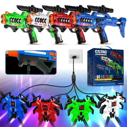 Shooting Tag Sets For Kids, Set of 4 Infrared Tags Vests And Long Range Toys, Outdoor Multiplayer Game Gifts For Boys And Girls Age 8-12
