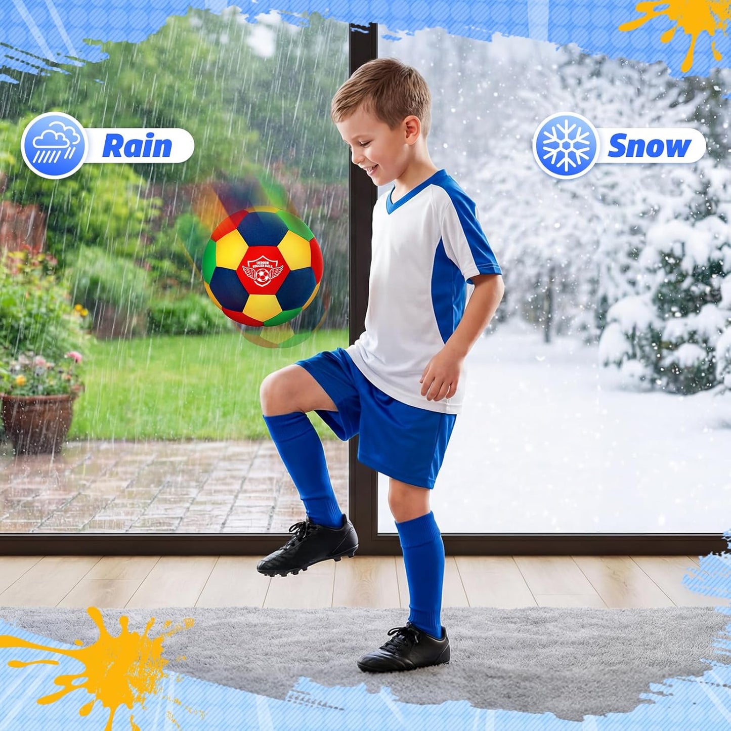 HopeRock Indoor Soccer Ball, Size 4 Soft Foam for Toddlers and Kids, Silient in House, for Youth Boys and Girls Aged 3-12 Years Old