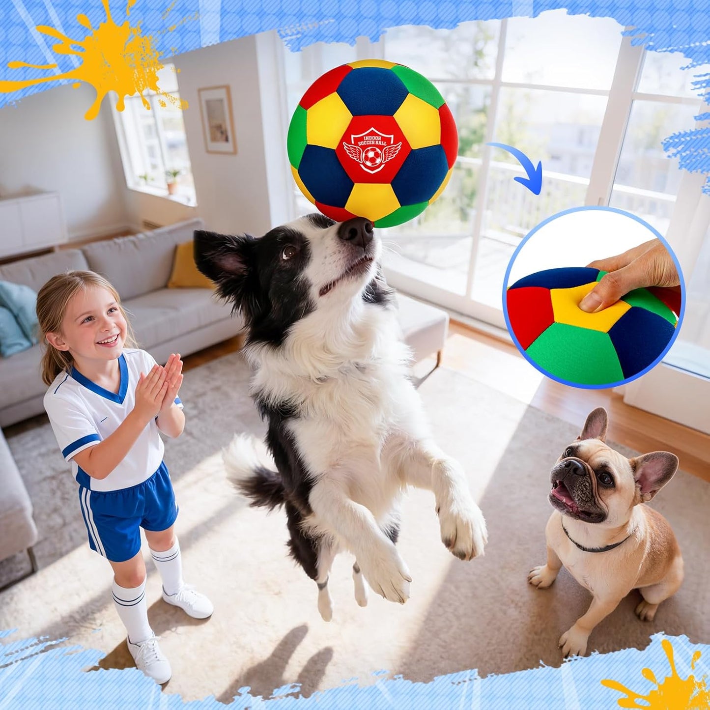 HopeRock Indoor Soccer Ball, Size 4 Soft Foam for Toddlers and Kids, Silient in House, for Youth Boys and Girls Aged 3-12 Years Old