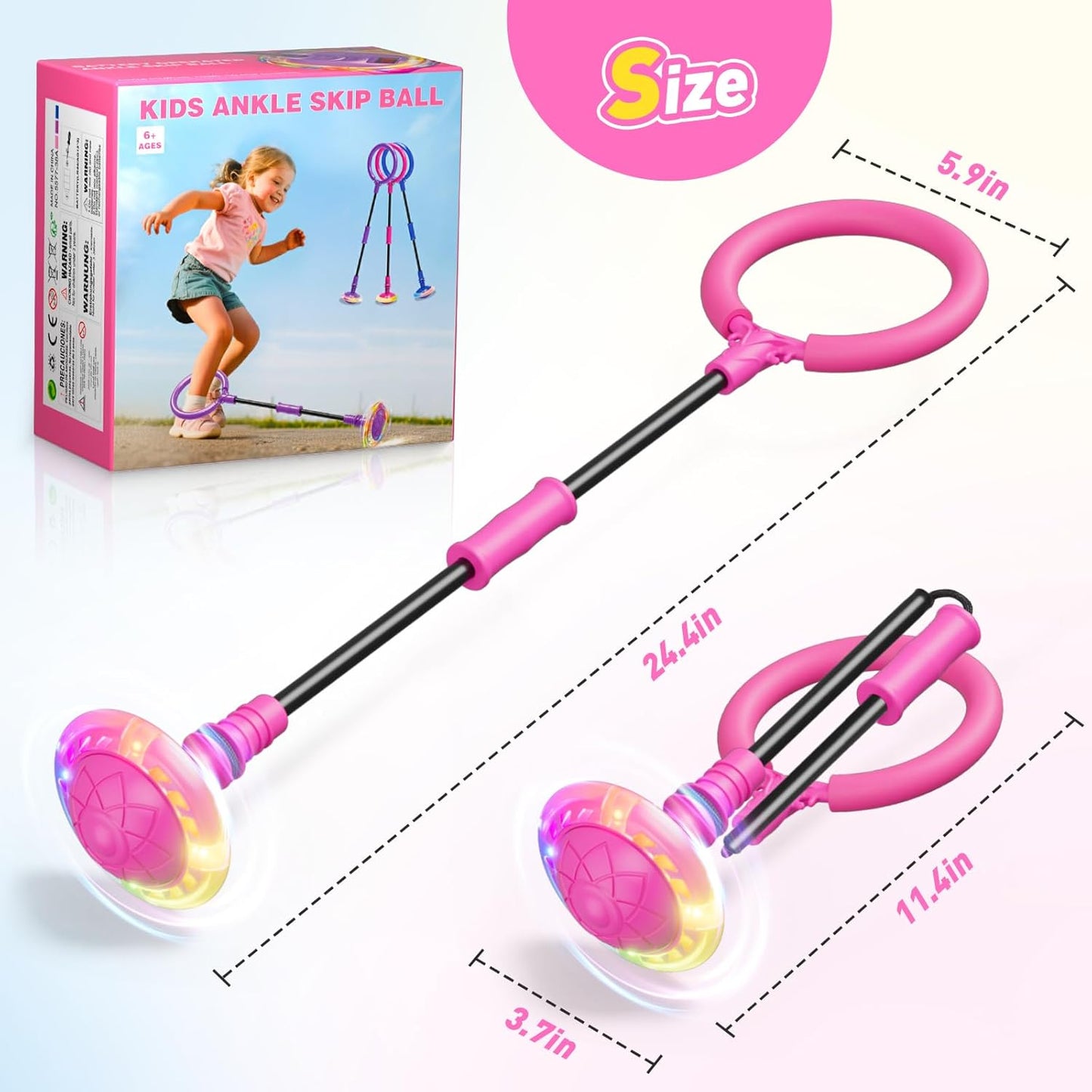 HopeRock Skip Ball Toy for Girls Ages 6-10,Girl Birthday Gifts,3 Fun Modes,Flashing Light-Up Wheel,LED Digital Counter,Replaceable Battery,Girl Birthday Gifts for Age 6-10+