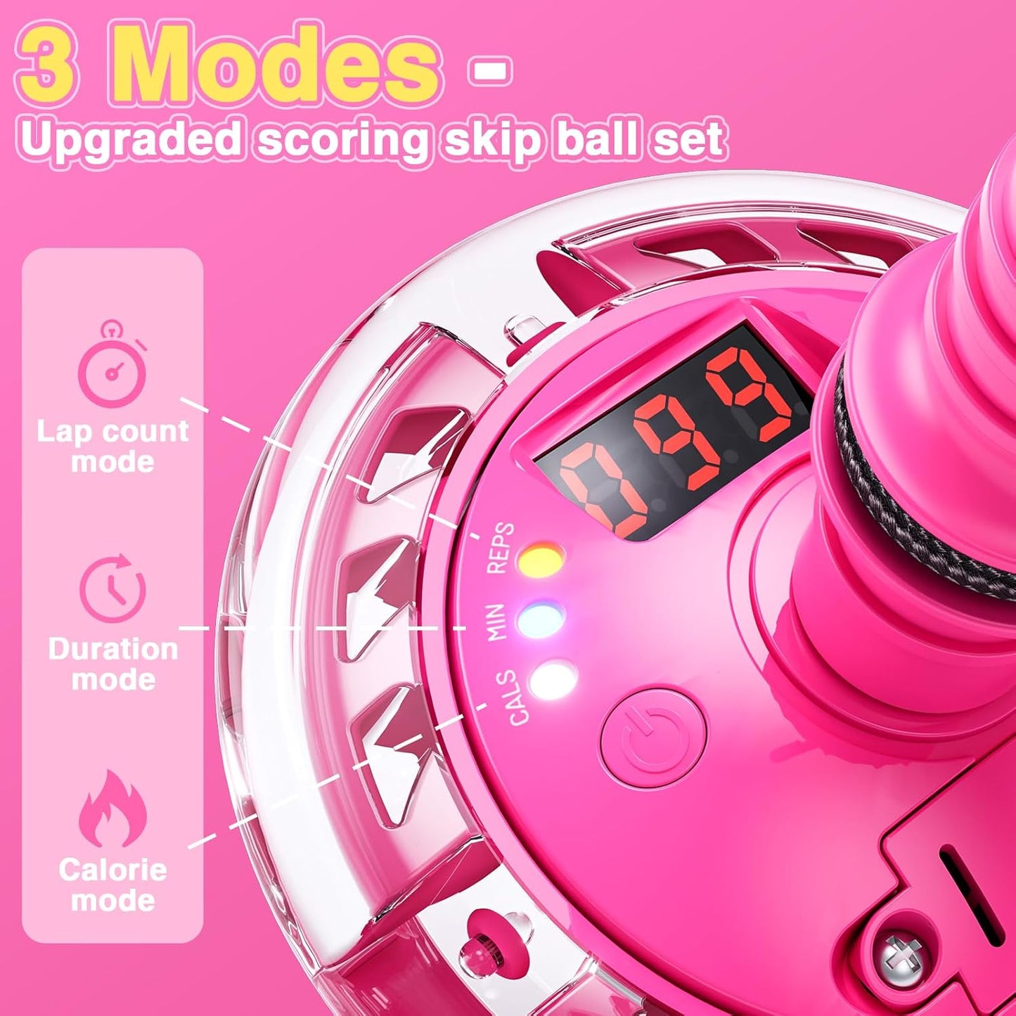 HopeRock Skip Ball Toy for Girls Ages 6-10,Girl Birthday Gifts,3 Fun Modes,Flashing Light-Up Wheel,LED Digital Counter,Replaceable Battery,Girl Birthday Gifts for Age 6-10+