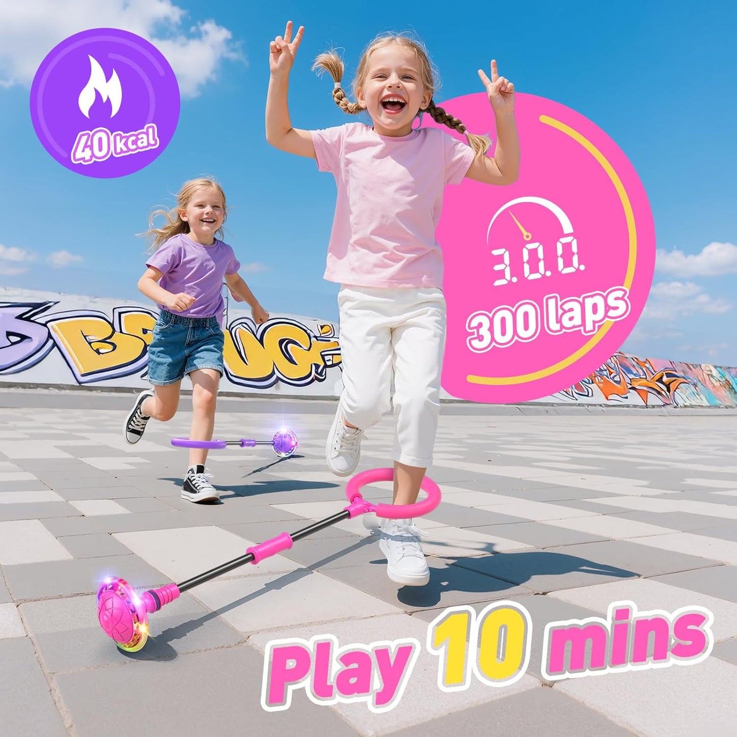 HopeRock Skip Ball Toy for Girls Ages 6-10,Girl Birthday Gifts,3 Fun Modes,Flashing Light-Up Wheel,LED Digital Counter,Replaceable Battery,Girl Birthday Gifts for Age 6-10+