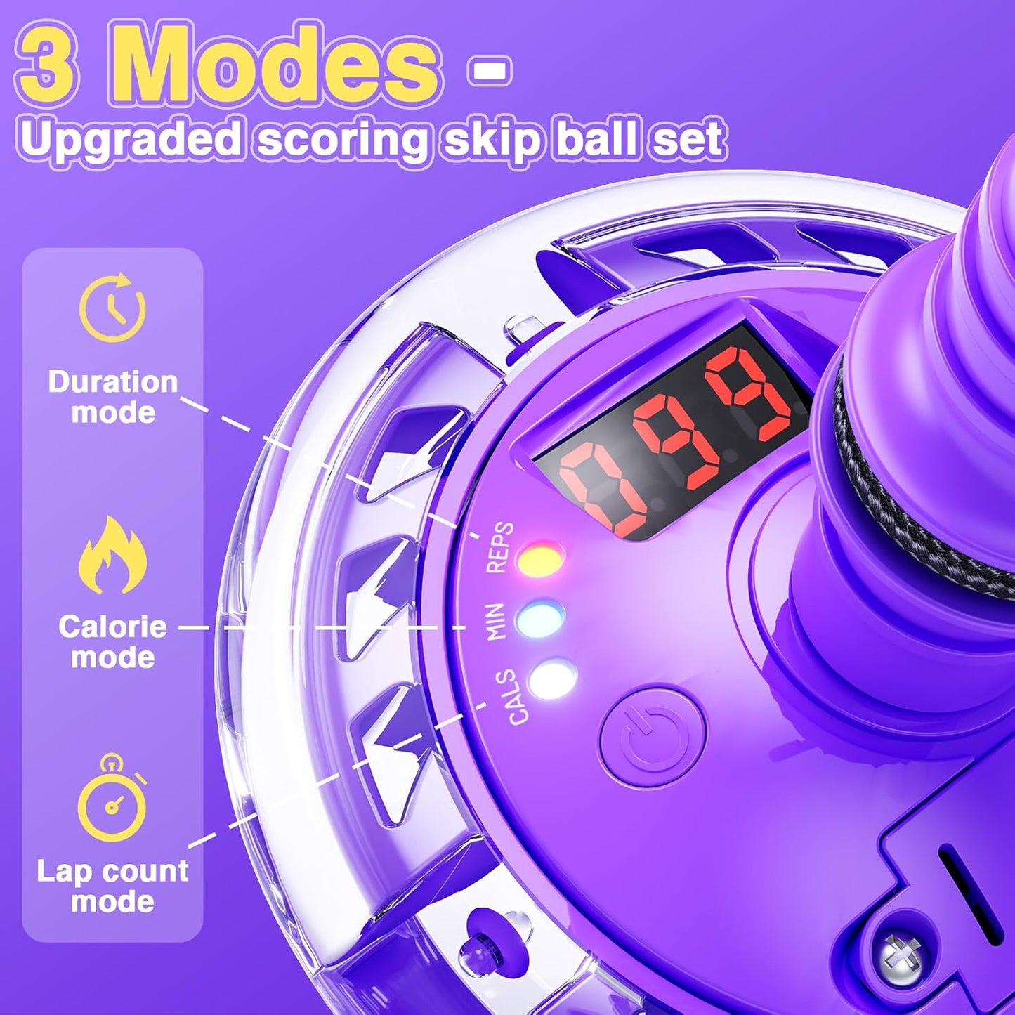 HopeRock Skip Ball Toy for Girls Ages 6-10,Girl Birthday Gifts,3 Fun Modes,Flashing Light-Up Wheel,LED Digital Counter,Replaceable Battery,Girl Birthday Gifts for Age 6-10,Fun Outdoor Girl Toys-Purple