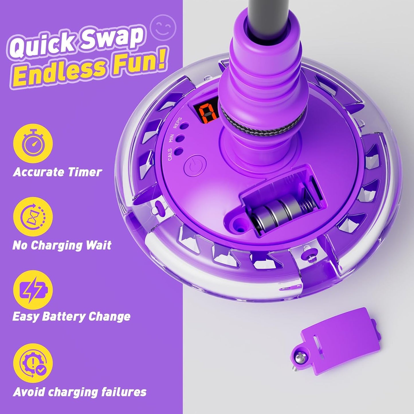 HopeRock Skip Ball Toy for Girls Ages 6-10,Girl Birthday Gifts,3 Fun Modes,Flashing Light-Up Wheel,LED Digital Counter,Replaceable Battery,Girl Birthday Gifts for Age 6-10,Fun Outdoor Girl Toys-Purple