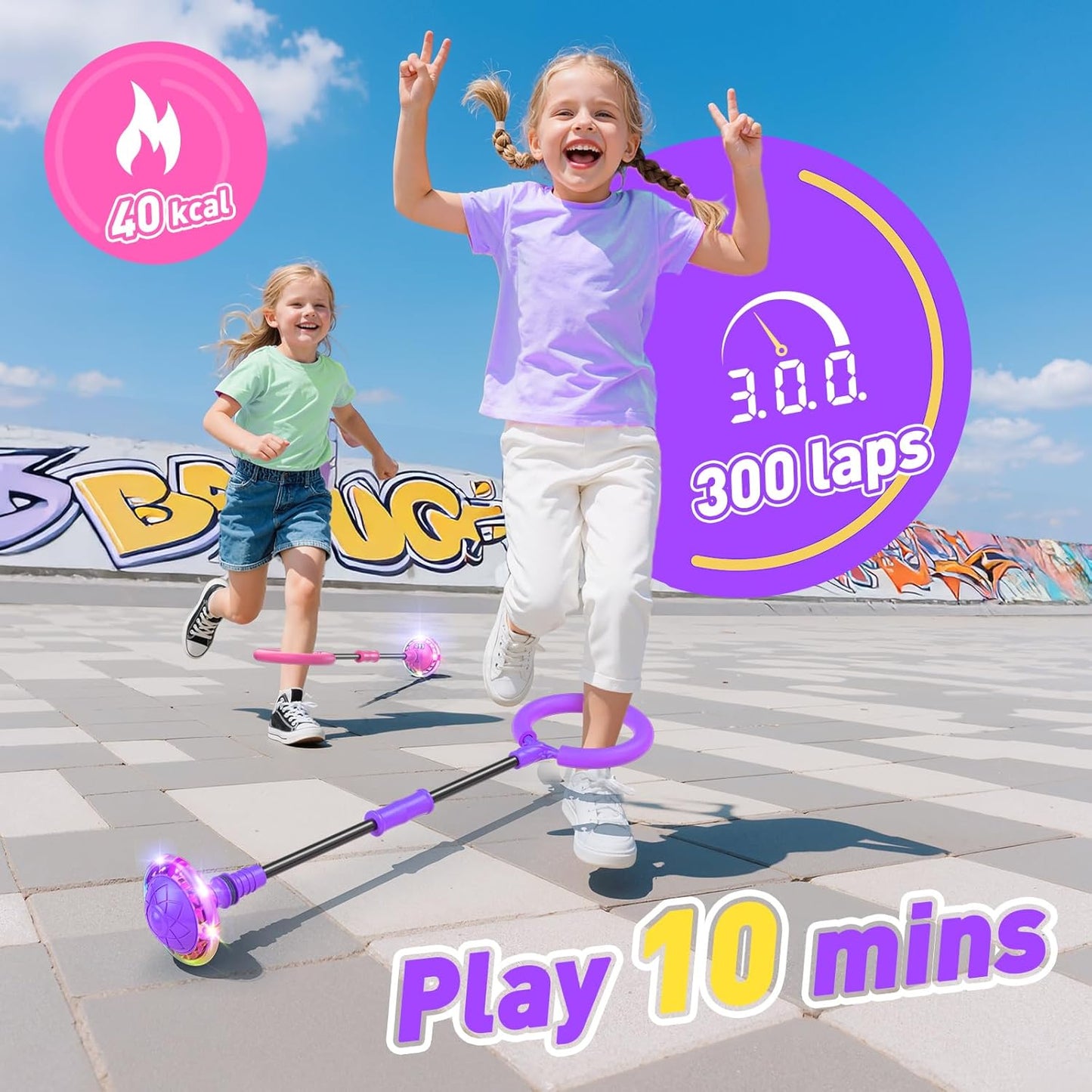 HopeRock Skip Ball Toy for Girls Ages 6-10,Girl Birthday Gifts,3 Fun Modes,Flashing Light-Up Wheel,LED Digital Counter,Replaceable Battery,Girl Birthday Gifts for Age 6-10,Fun Outdoor Girl Toys-Purple