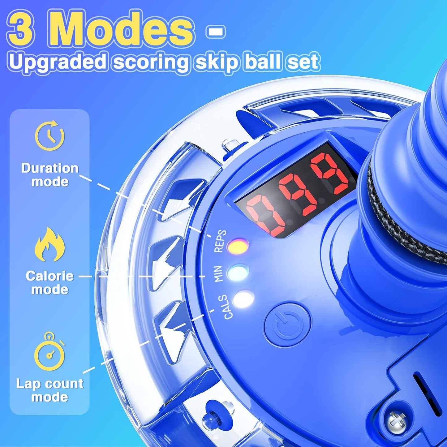 HopeRock Skip Ball Toy for Girls Ages 6-10,Girl Birthday Gifts,3 Fun Modes,Flashing Light-Up Wheel,LED Digital Counter,Replaceable Battery,Girl Birthday Gifts for Age 6-10+ (Blue)