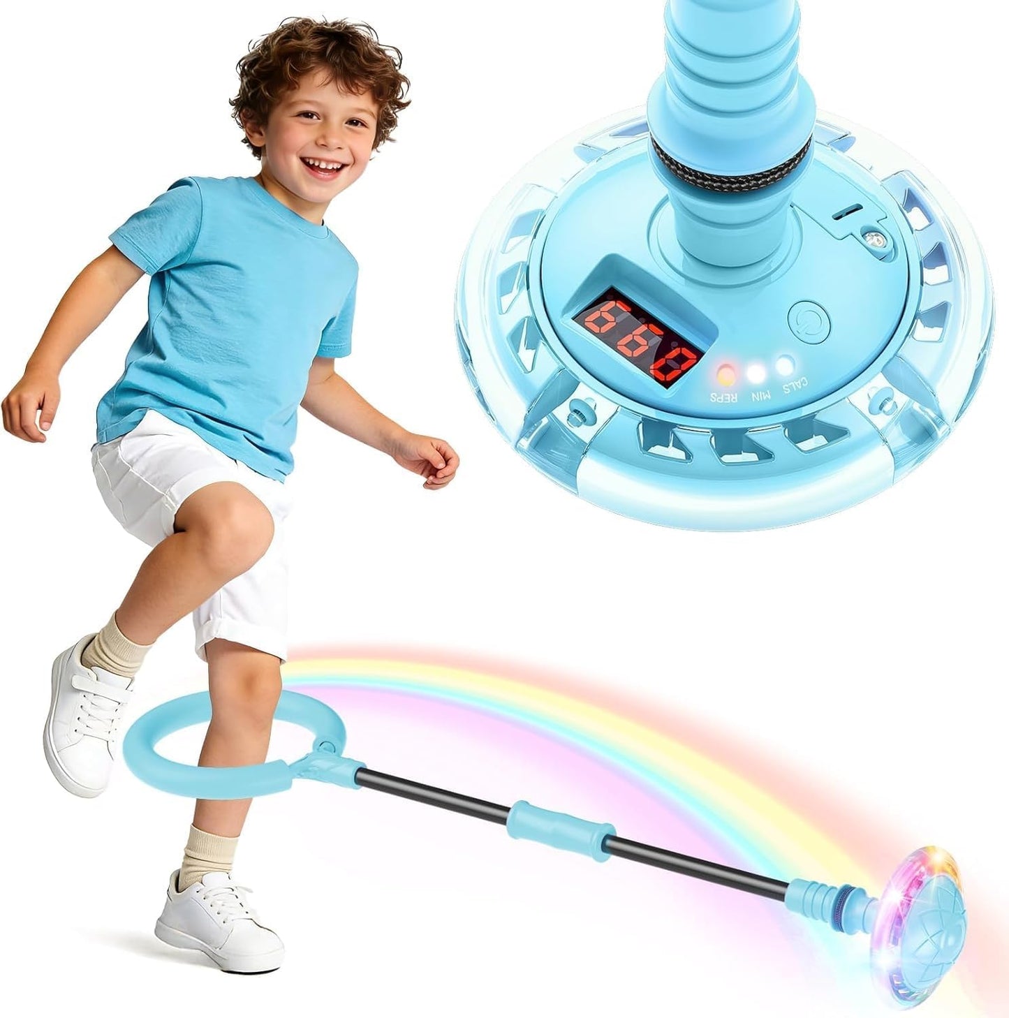 HopeRock Skip Ball Toy for Girls Ages 6-10,Girl Birthday Gifts,3 Fun Modes,Flashing Light-Up Wheel,LED Digital Counter,Replaceable Battery,Girl Birthday Gifts for Age 6-10+ (Light Blue)