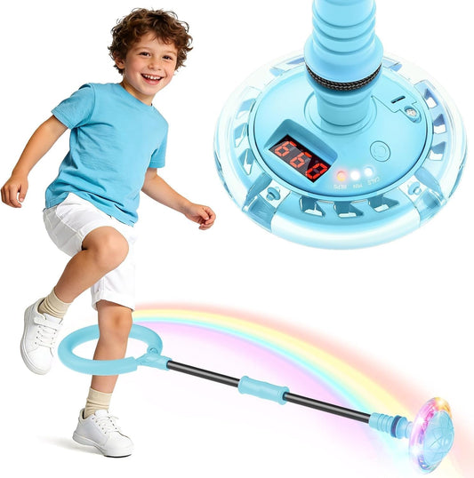 HopeRock Skip Ball Toy for Girls Ages 6-10,Girl Birthday Gifts,3 Fun Modes,Flashing Light-Up Wheel,LED Digital Counter,Replaceable Battery,Girl Birthday Gifts for Age 6-10+ (Light Blue)