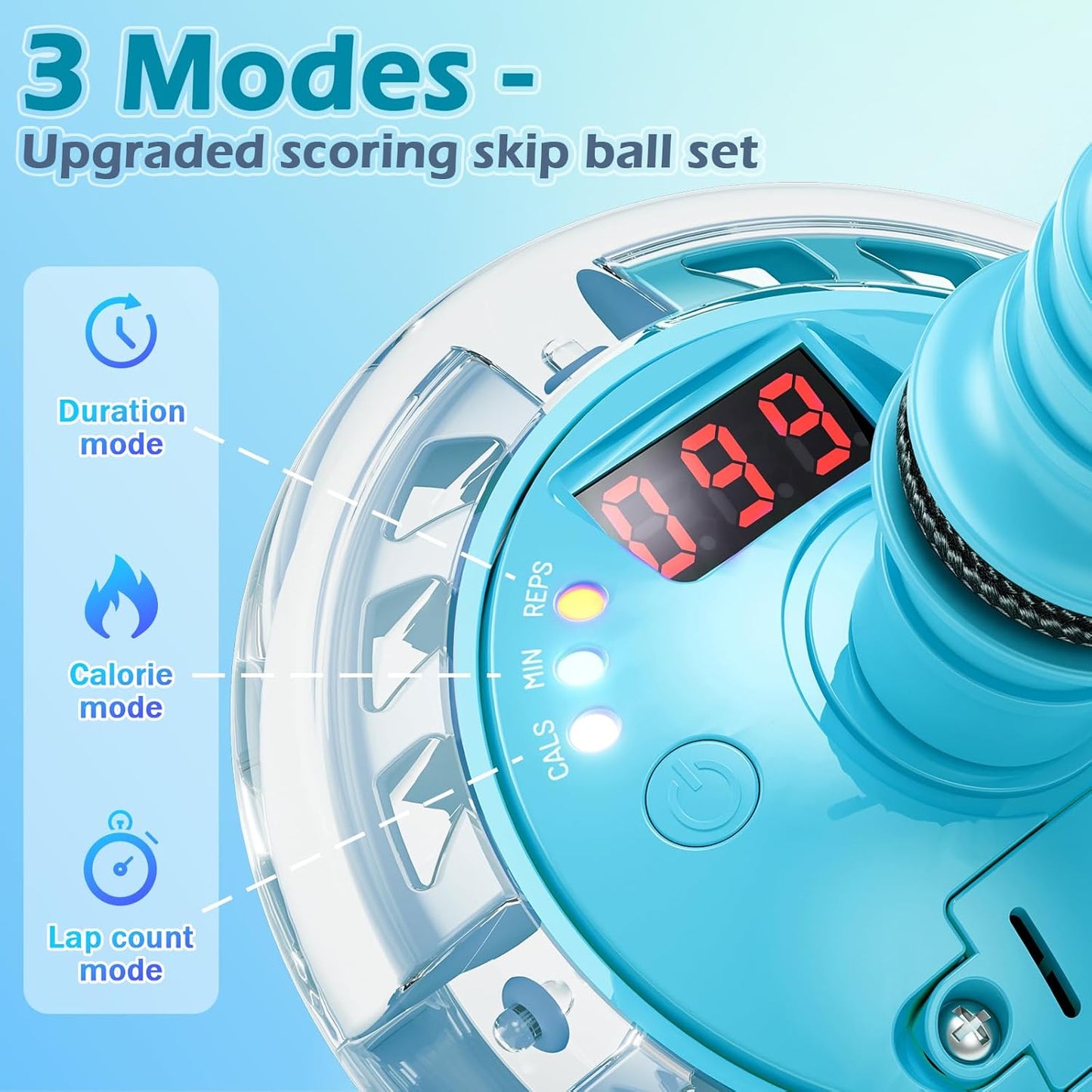 HopeRock Skip Ball Toy for Girls Ages 6-10,Girl Birthday Gifts,3 Fun Modes,Flashing Light-Up Wheel,LED Digital Counter,Replaceable Battery,Girl Birthday Gifts for Age 6-10+ (Light Blue)