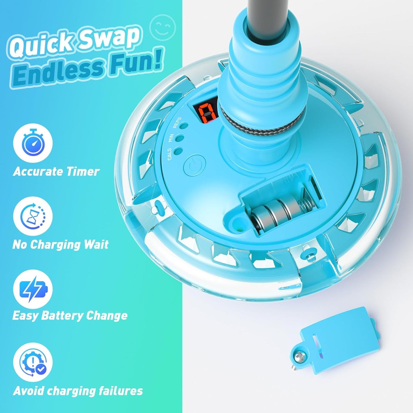 HopeRock Skip Ball Toy for Girls Ages 6-10,Girl Birthday Gifts,3 Fun Modes,Flashing Light-Up Wheel,LED Digital Counter,Replaceable Battery,Girl Birthday Gifts for Age 6-10+ (Light Blue)