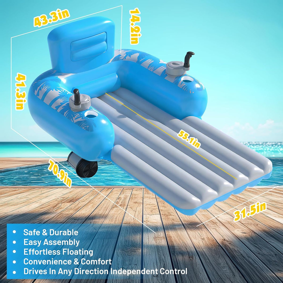 Motorised Floaties HopeRock Inflatable Motorized Pool Floats for Adults - Rechargeable Po ...