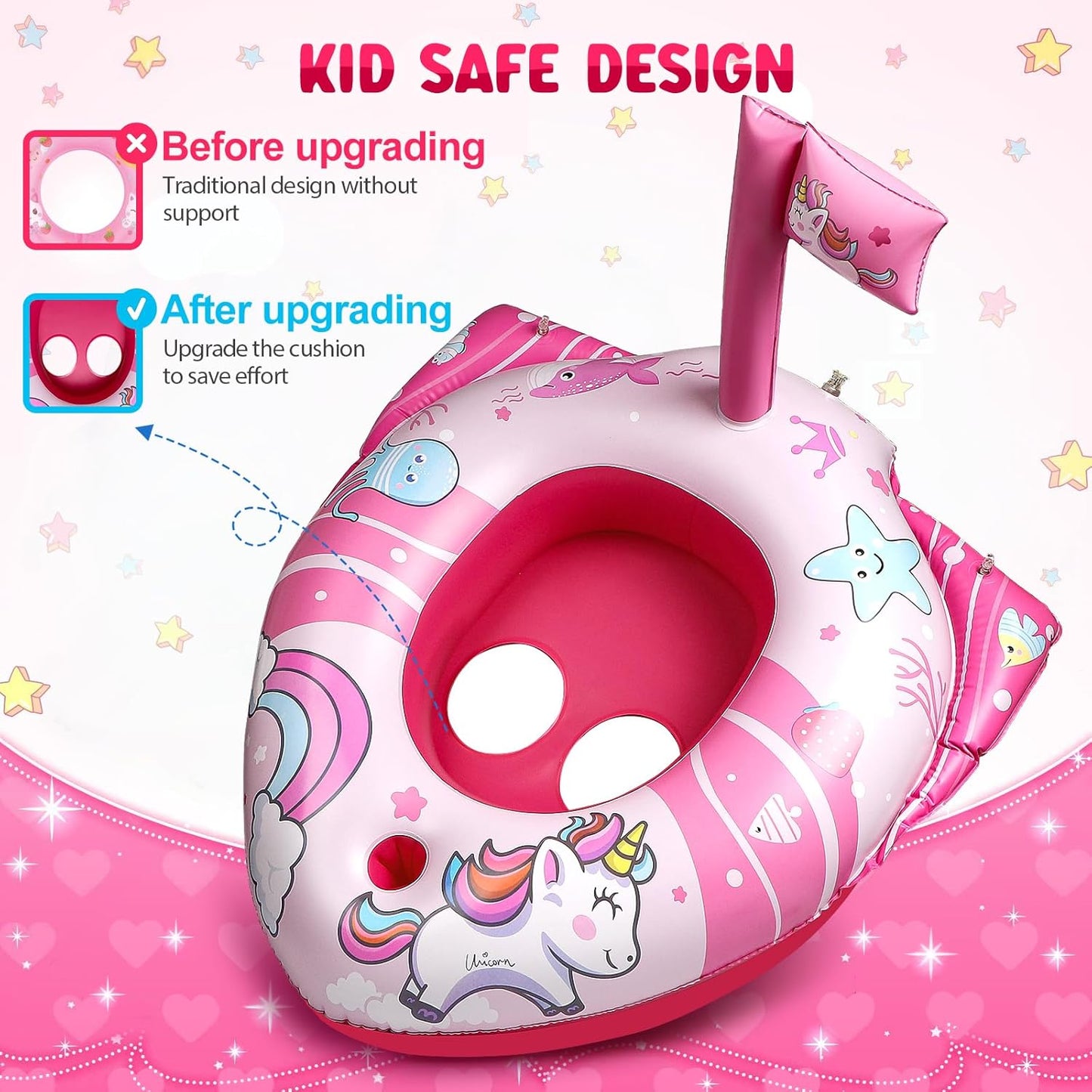 HopeRock Unicorn Pool Floats for Toddlers and Kids, with Water Gun, Pool Toys for 3-8 Years Old Girls, Inflatable Swimming Pool Toys