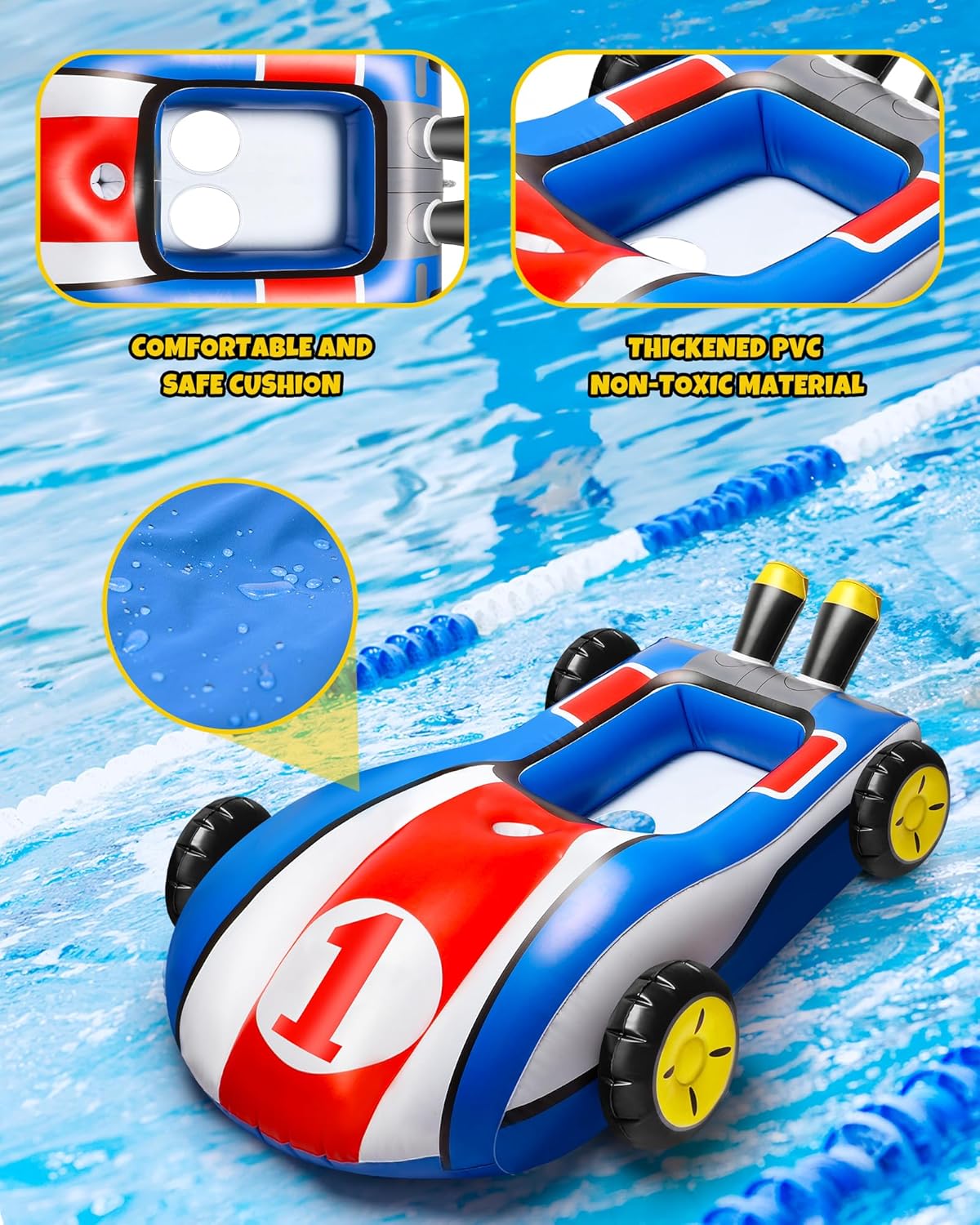 HopeRock Pool Floats Toys for Kids with Water Gun - Inflatable Ride-on Pool Toys for Kids Ages 3-8, Toddler Pool Float, Summer Outdoor Water Pool Games Toys for Boys and Girls