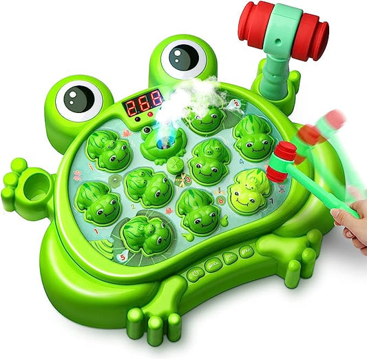 Whack A Frog Game with 5 Modes,45 Levels,9 Music Spray and Light-up, Baby Toy Gifts for Early Learning