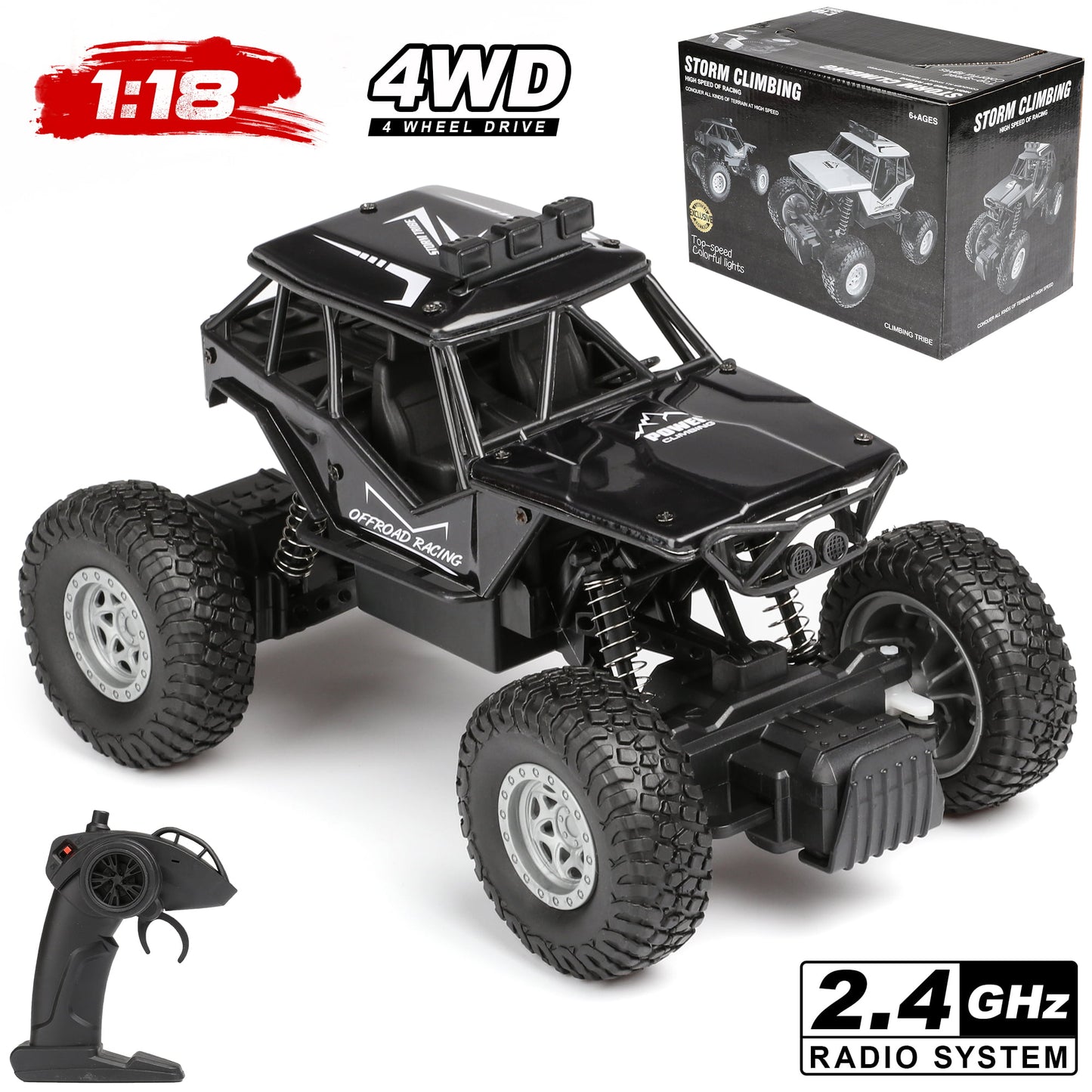 1/18 Electric RC Race Cars,2.4Ghz Remote Control 40Km/H High Speed Monster Truck Toys for Kids Boys and Adults,5-12 years old.