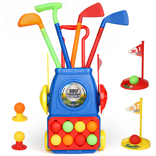 Ultimate Kids Golf Set - 8 Balls, 4 Golf Sticks, 2 Practice Holes - Ball Game Play Set for Indoor & Outdoor Sports - Ideal Gifts for 3-6 Year Old Boys and Girls Who Love Golf
