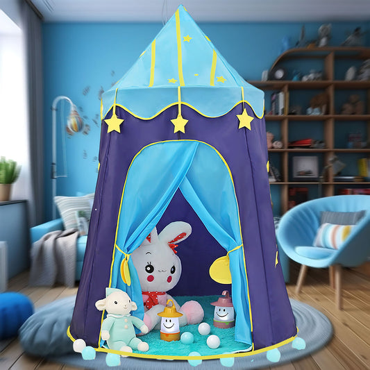 Castle Teepee Tent for Kids - Princess Kids Playhouse Tent  Indoor & Outdoor Toys,Birthday Gifts for Girls Boys 1-5 Years Old.(Blue)