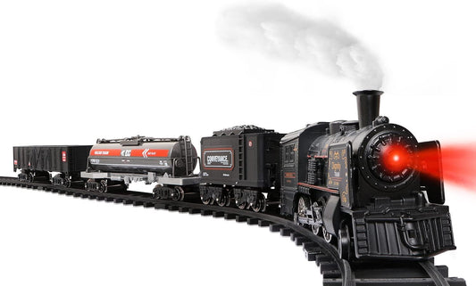 Model Train Set for Boys - Metal Alloy Electric Trains w/ Steam Locomotive,Train Toys w/ Smoke,Sounds & Lights,Christmas Toys for 3 4 5 6 7+ Years Old Kids