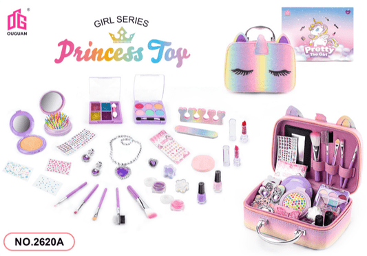 Unicorn Theme Makeup Bag for Little Girls,Pretend Princess Play Makeup Kit, Gift for Children Toddlers 4 5 6 7 8 9 Year Old