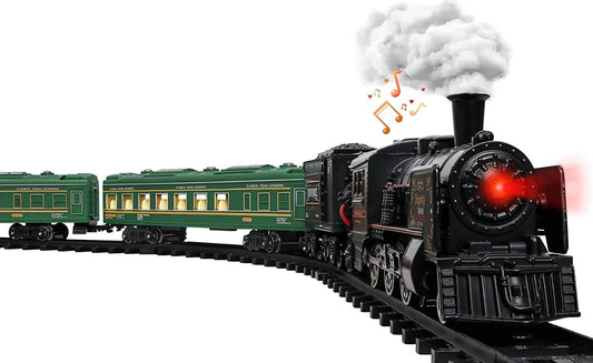 Model Train Set for Boys - Metal Alloy Electric Trains w/ Steam Locomotive,Train Toys w/ Smoke,Sounds & Lights,Christmas Toys Gifts for 3 4 5 6 7+ Years Old Kids