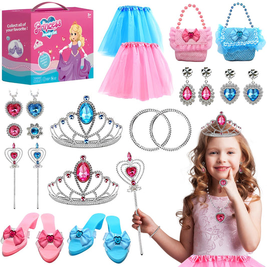 Princess Dress Up Toy For Little Girls, Include Skirts, Shoes,Handbags And Multiple Princess Accessories, Princess Fashion Costumes Set, Gift for Girls Age 3-8