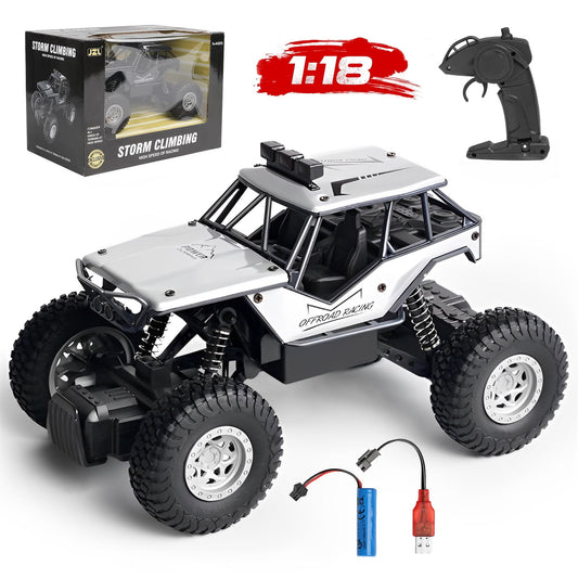 1:18 Scale Remote Control Car, 4WD High Speed 40 Km/h All Terrains Electric Toy Off Road RC Car Vehicle Truck Crawler for Boys Kids and Adults