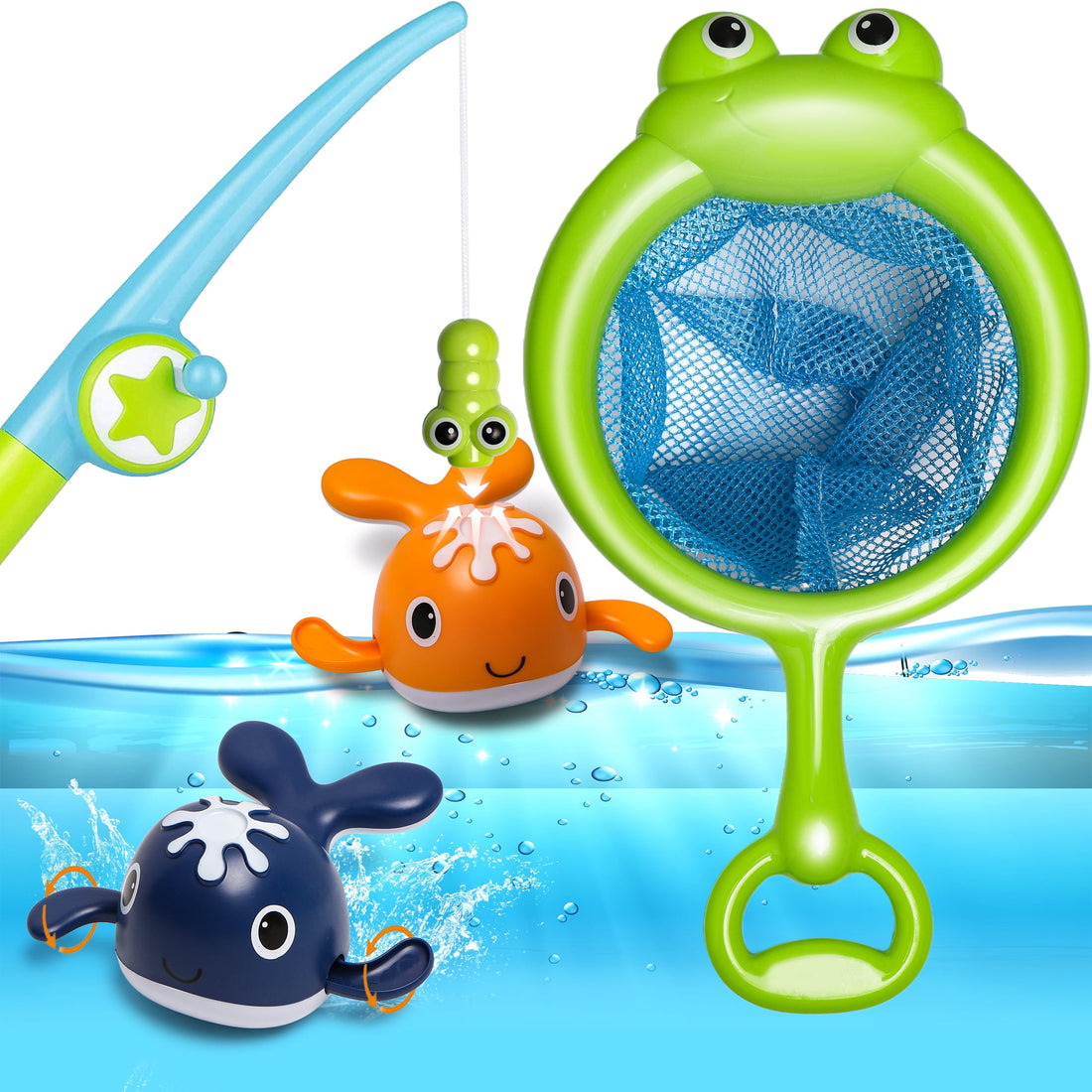 Bath Toys Fishing Games Swimming Whales Water Table Pool Bath Time Bat ...