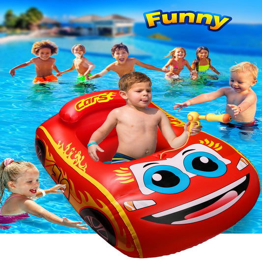 Baby Inflatable Pool Float,Car Shaped Baby Swimming Float with Steering Wheel for Toddler Aged 1-3 Years
