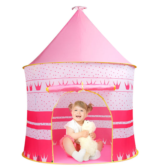 Princess Castle Pink Kids Tent, Foldable Into A Carrying Bag, Indoor and outdoor Play Tent for kids