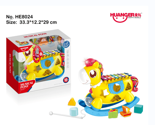 Xylophone Musical Toy With Drumsticks,Baby Music Toy Luminous Horse Piano Toy for Toddlers Aged 1 2 3 Year Old