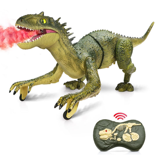 Remote Control Dinosaur Toy with Simulated Flame Spray, Jurassic Tyrannosaurus Toys  Big Robot Walking RC Dinosaur with LED Light and Roaring Sounds for Boys Girls 3+ Years Old